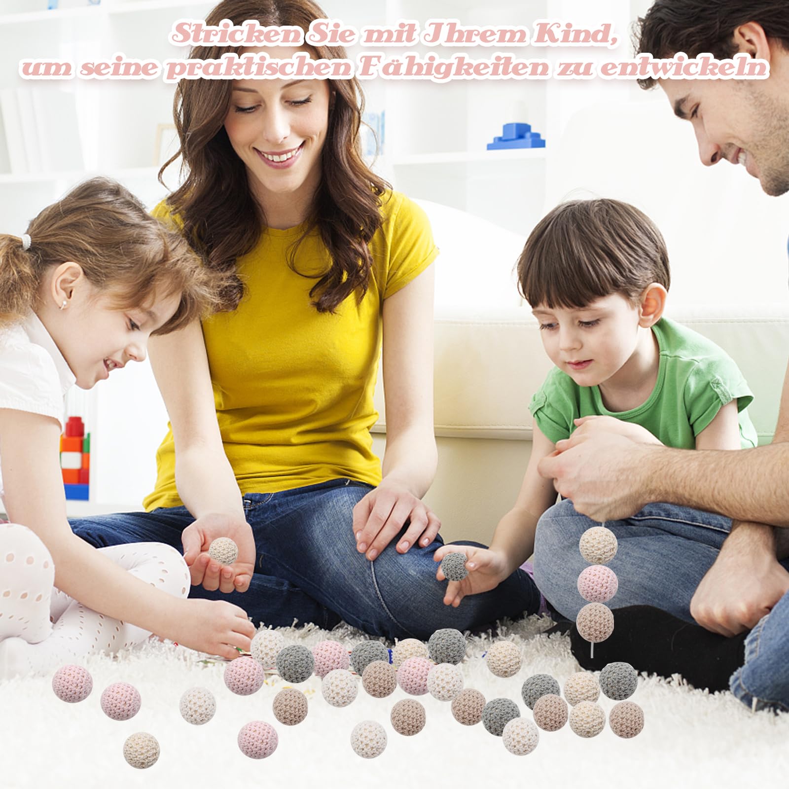 30 Perles En Bois Au Crochet 16 Mm Multicolores - Fait Main Pour Bijoux, Bracelets, Décoration DIY
