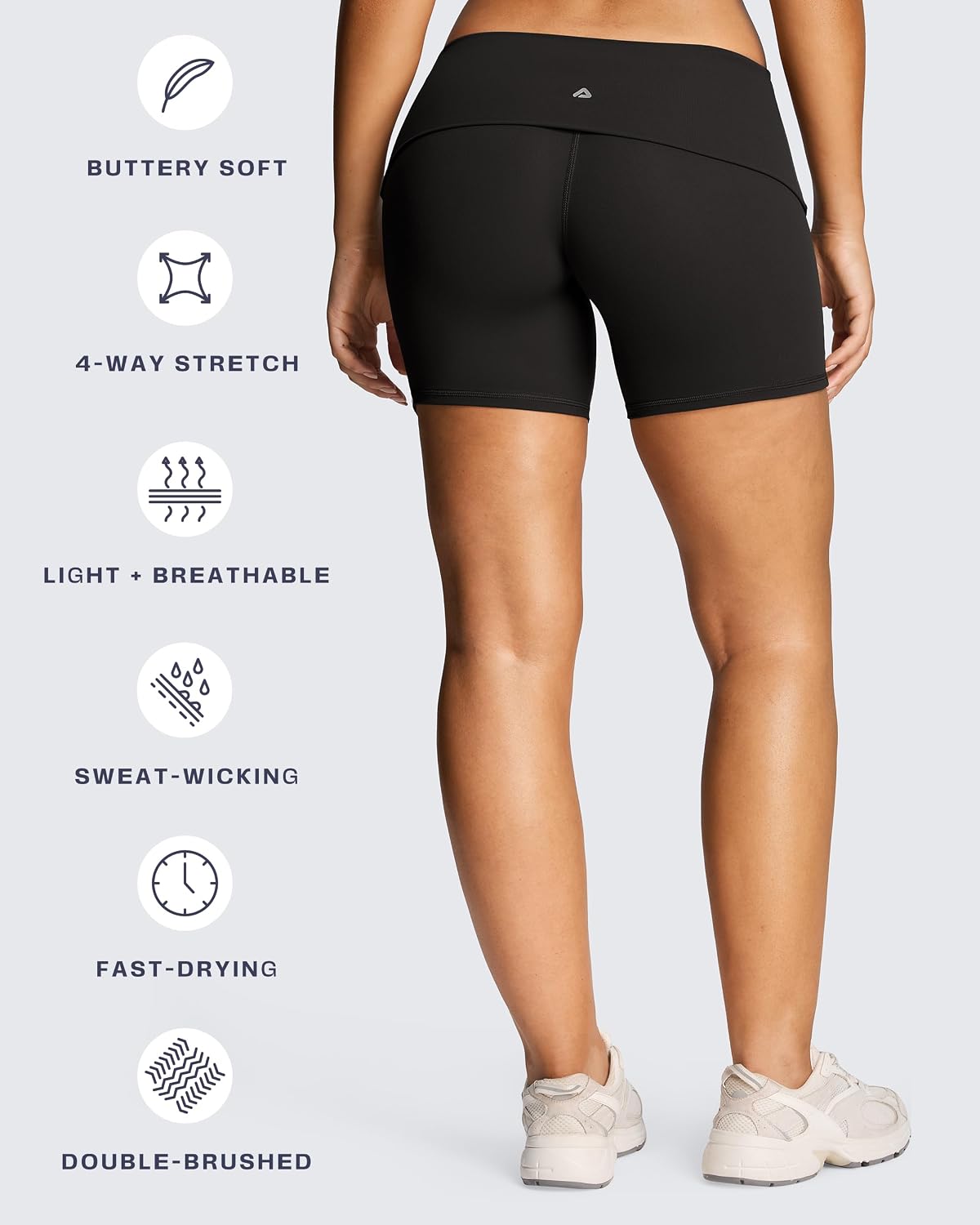 Aoxjox Women's Workout Athlenza Fold Over Yoga Shorts Folded Waistband Lumastretch™ Athletic Yoga Short 6"