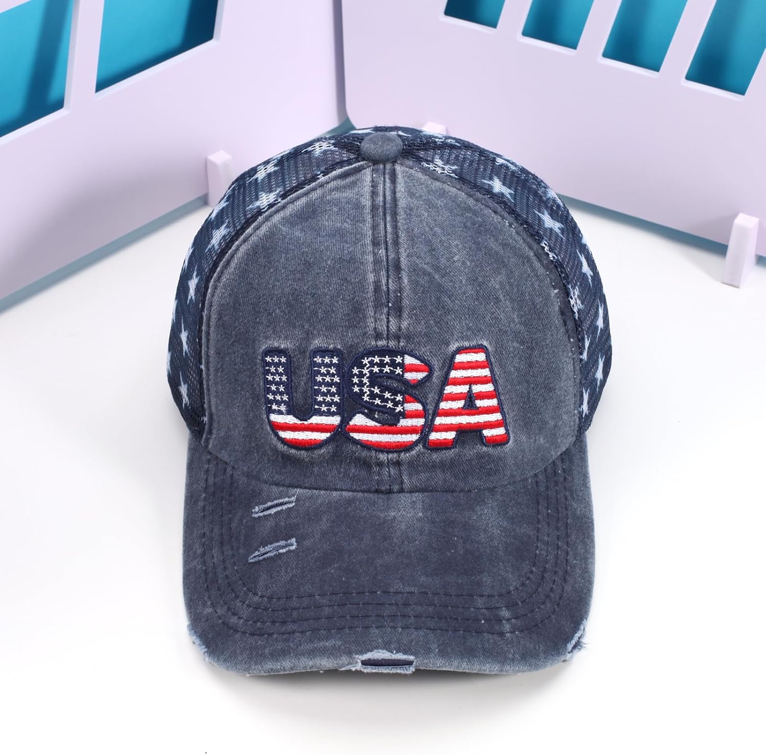 American Flag Hats Love Breast Cancer Adjustable Rhinestone Baseball Cap USA Patriotic Embroidered Baseball Trucker Hat - Image 8