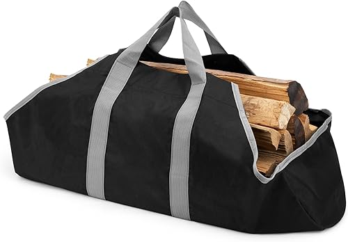 Stanbroil Bolsa de lona para leña, duradera bolsa de troncos Firepalce con asas para estufa de leña, camping al aire libre