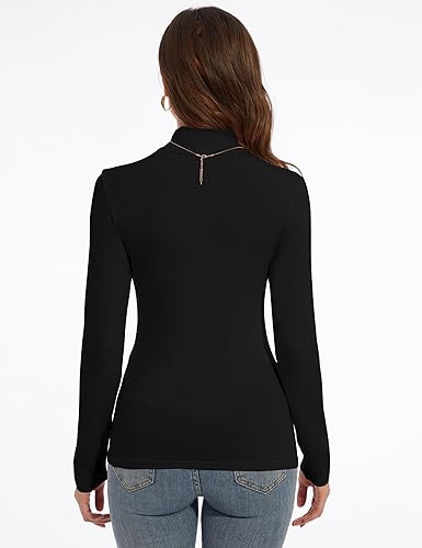 Miniatura 5 de Mock Turtle Neck Long Sleeve Pullover High Neck Undershirt Slim Fit Basic Casual Tee Tops