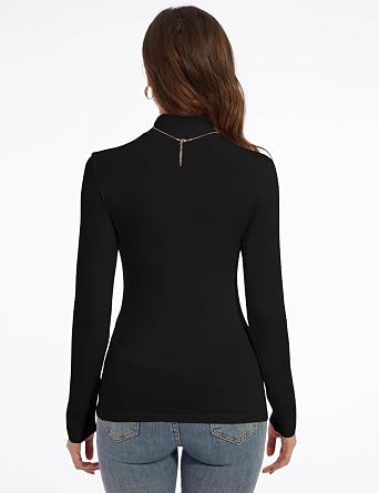 Mock Turtle Neck Long Sleeve Pullover High Neck Undershirt Slim Fit Basic Casual Tee Tops