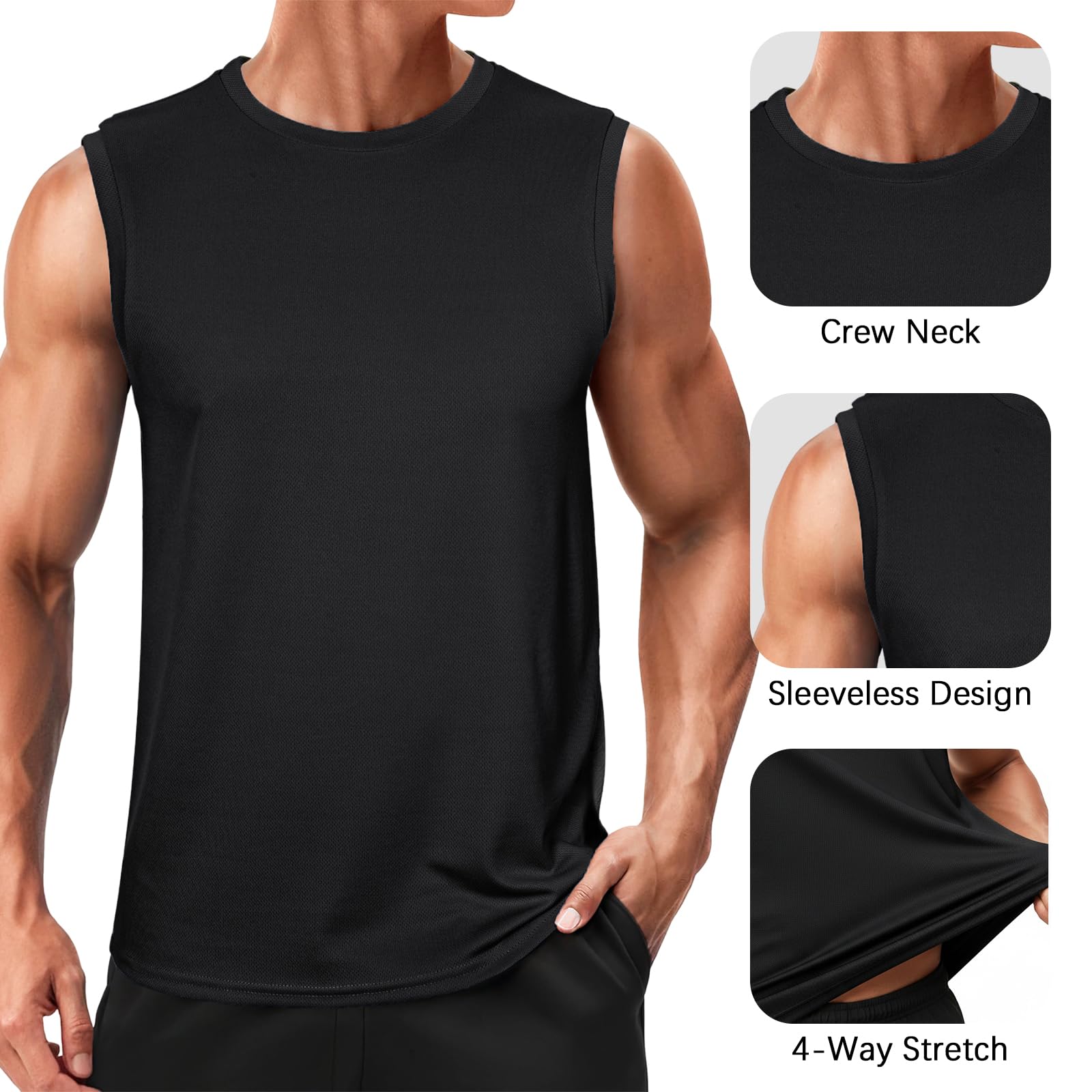 Camiseta de Tirantes Hombre Deportiva Camiseta Sin Mangas Fitness Transpirable Secado Rápido Elástica para Gimnasio Running y Uso Diario S-3XL