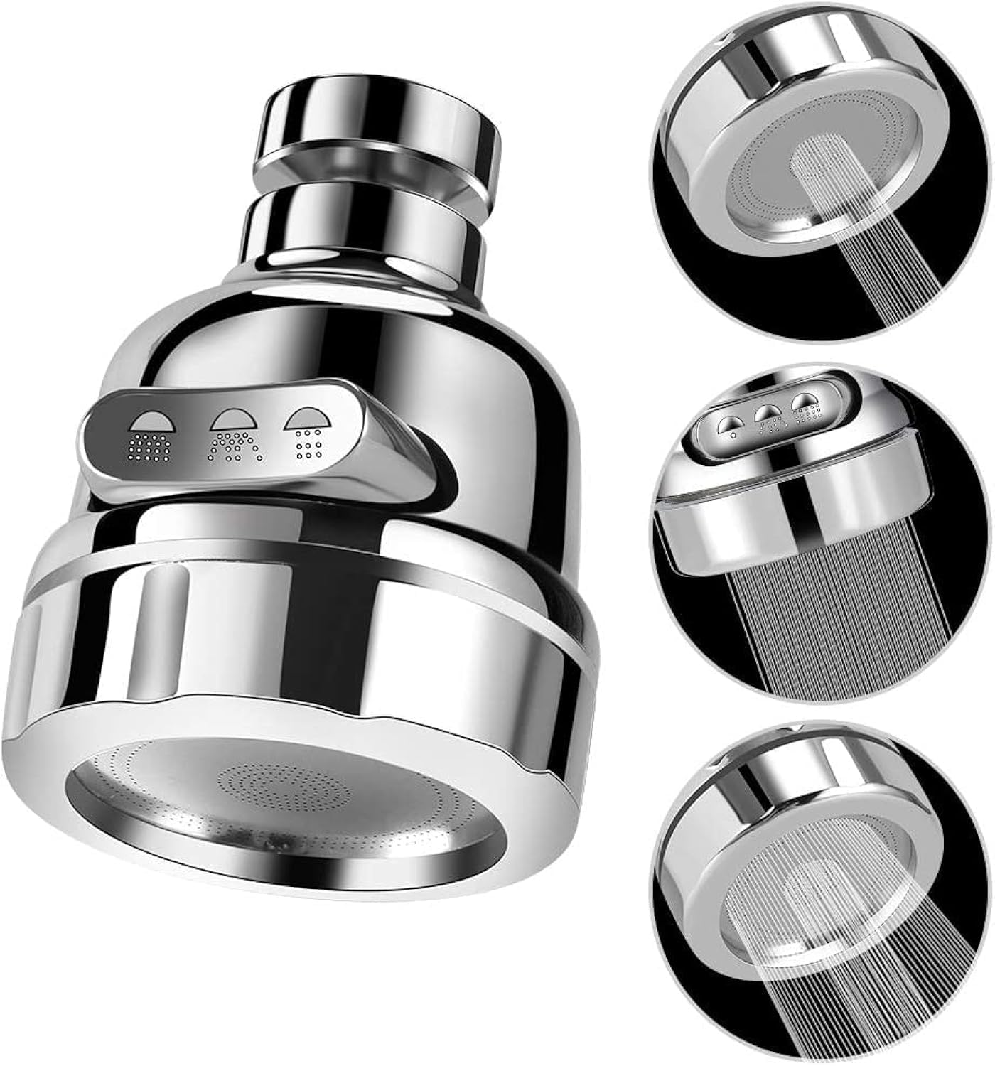 KPNG Kitchen Sink Sprayer Head, 360° Rotatable Anti-Splash Nozzle, 3 Modes Water Saving Tap Booster Shower Replacement (Pack of-1, Shorter Style)