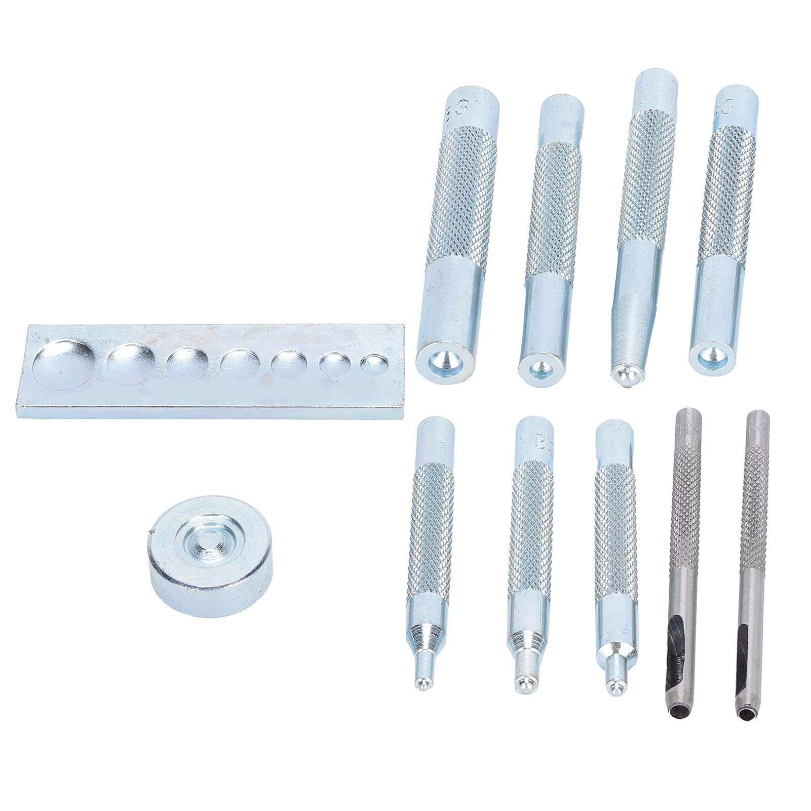 Respicefinem Eyelet Die Punch Tool Hole Set Snap Rivet Setter Base Leather Craft Kit Hardware for Punching and Installing Buckles Pressing Studs Rivets Washers with Extra Long
