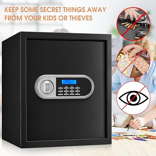 Miniatura 3 de Caja fuerte ignífuga para dinero caja fuerte para el hogar resistente al fuego impermeable con teclado digital y estante extraíble caja de seguridad