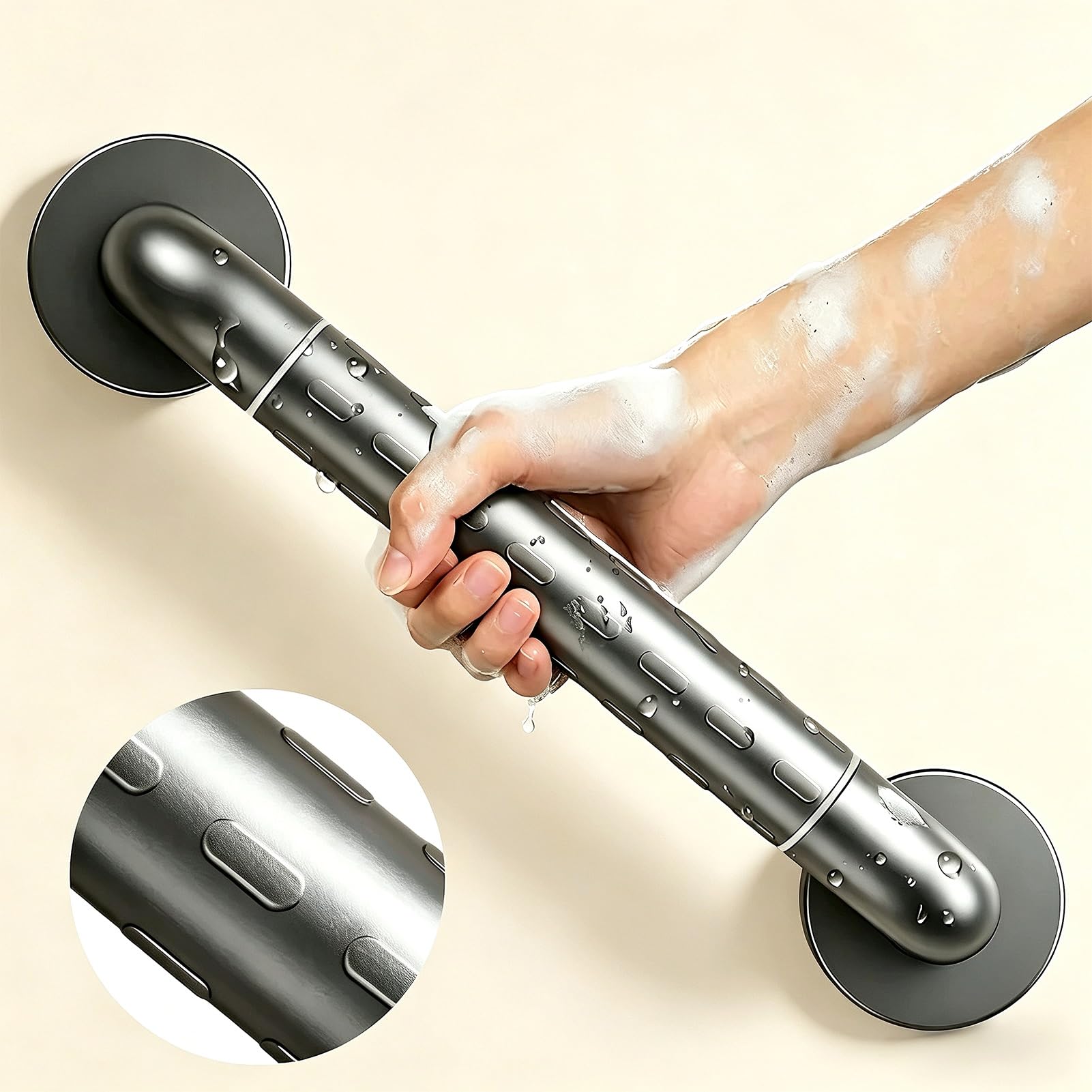 Barra De Agarre Para Ducha, Barras De Agarre Para Baño Grises, Barras De Agarre Antideslizantes Para Bañeras Y Duchas, Asidero De Ducha, Servicio Pesado(90cm)