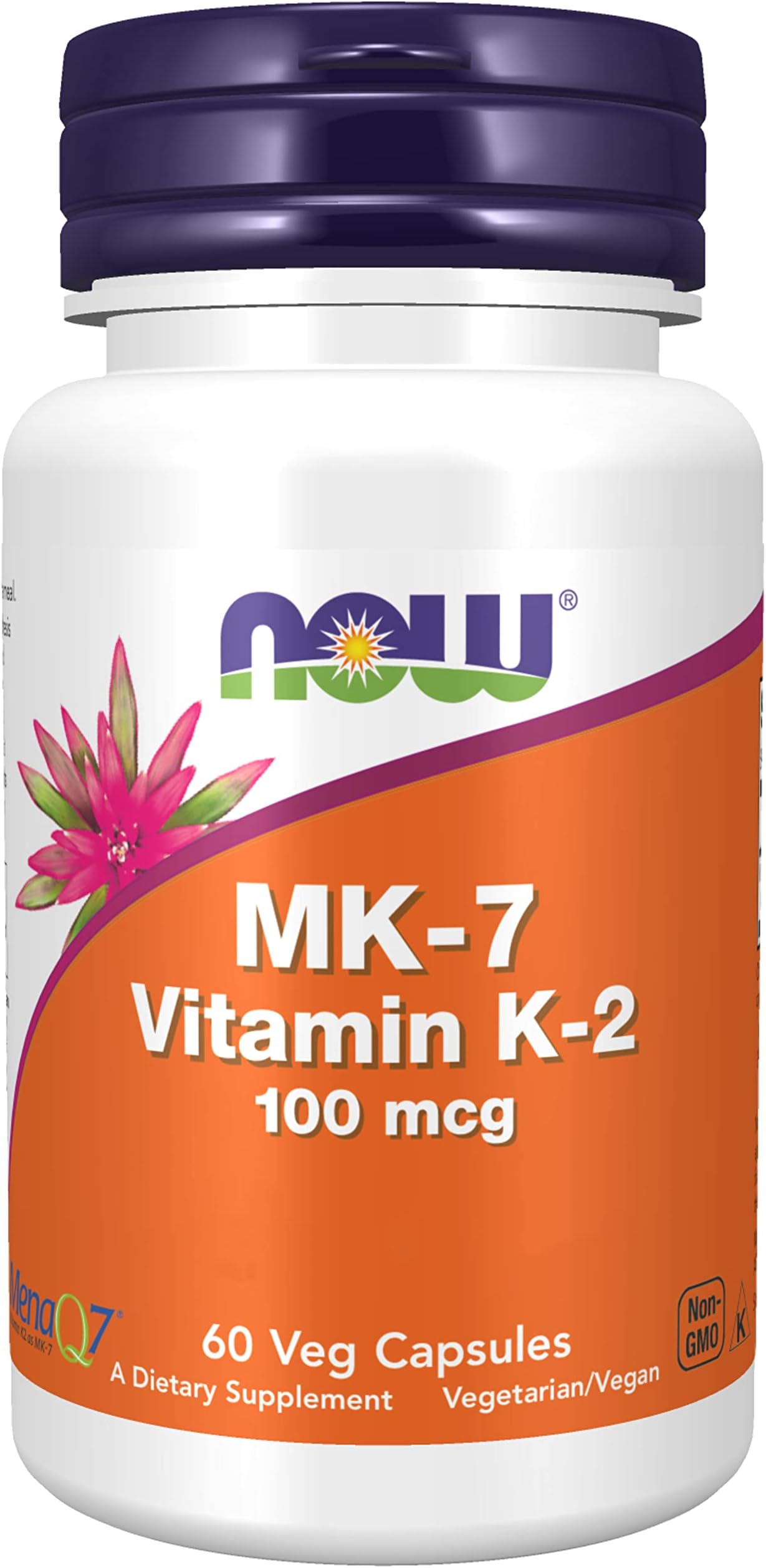 Now Foods, Vitamin K2 MK-7, 100mcg, All-Trans, 60 Vegan Capsules, Lab-Tested, Gluten Free, Soy Free, Vegetarian, Non-GMO