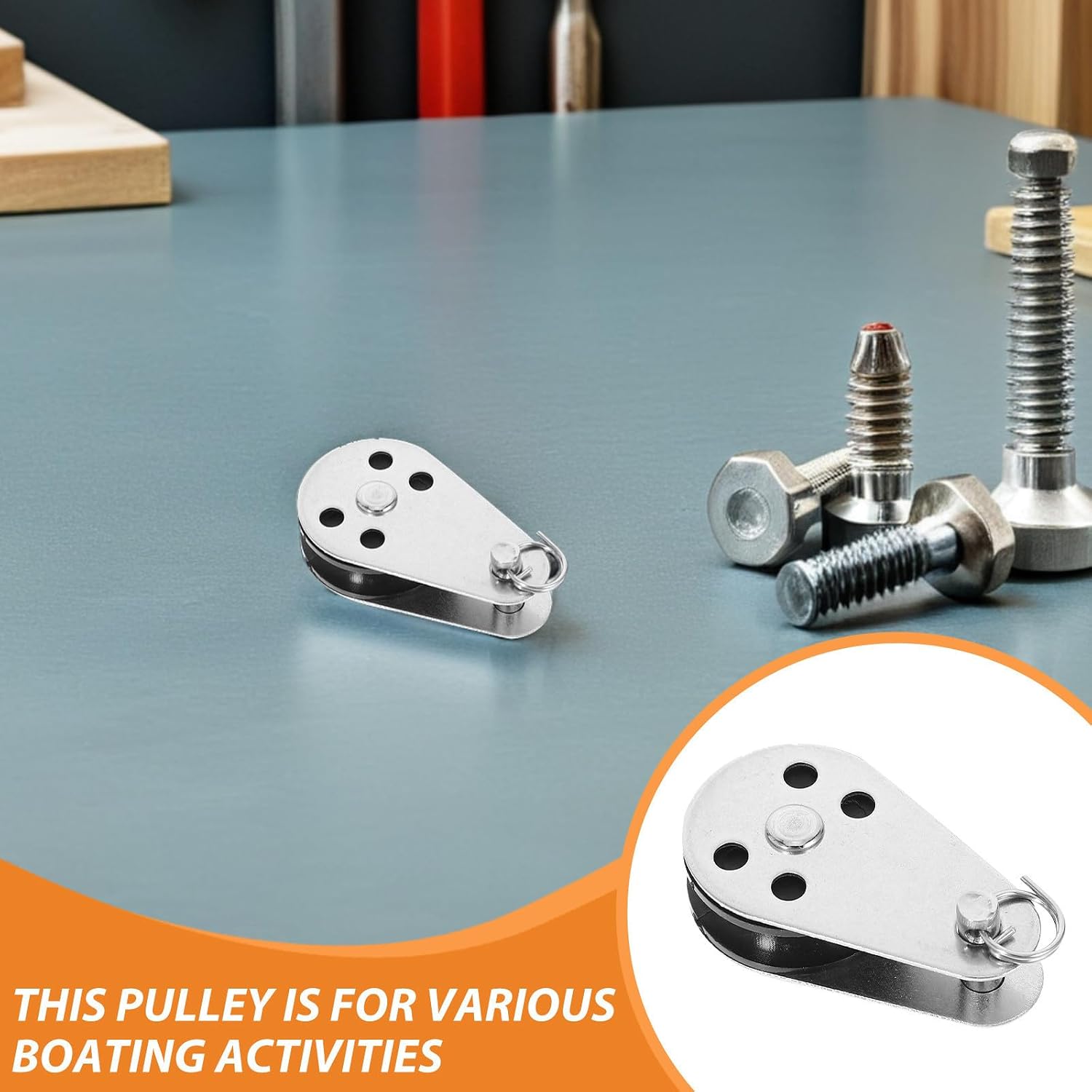 Luxshiny Stainless Steel Pulley Block Marine Pulley Wheel for Rope and Cable 3pcs Heavy Duty Silent Operation and Easy Installation, for Boat Deck Hardware and Sailing Accessories