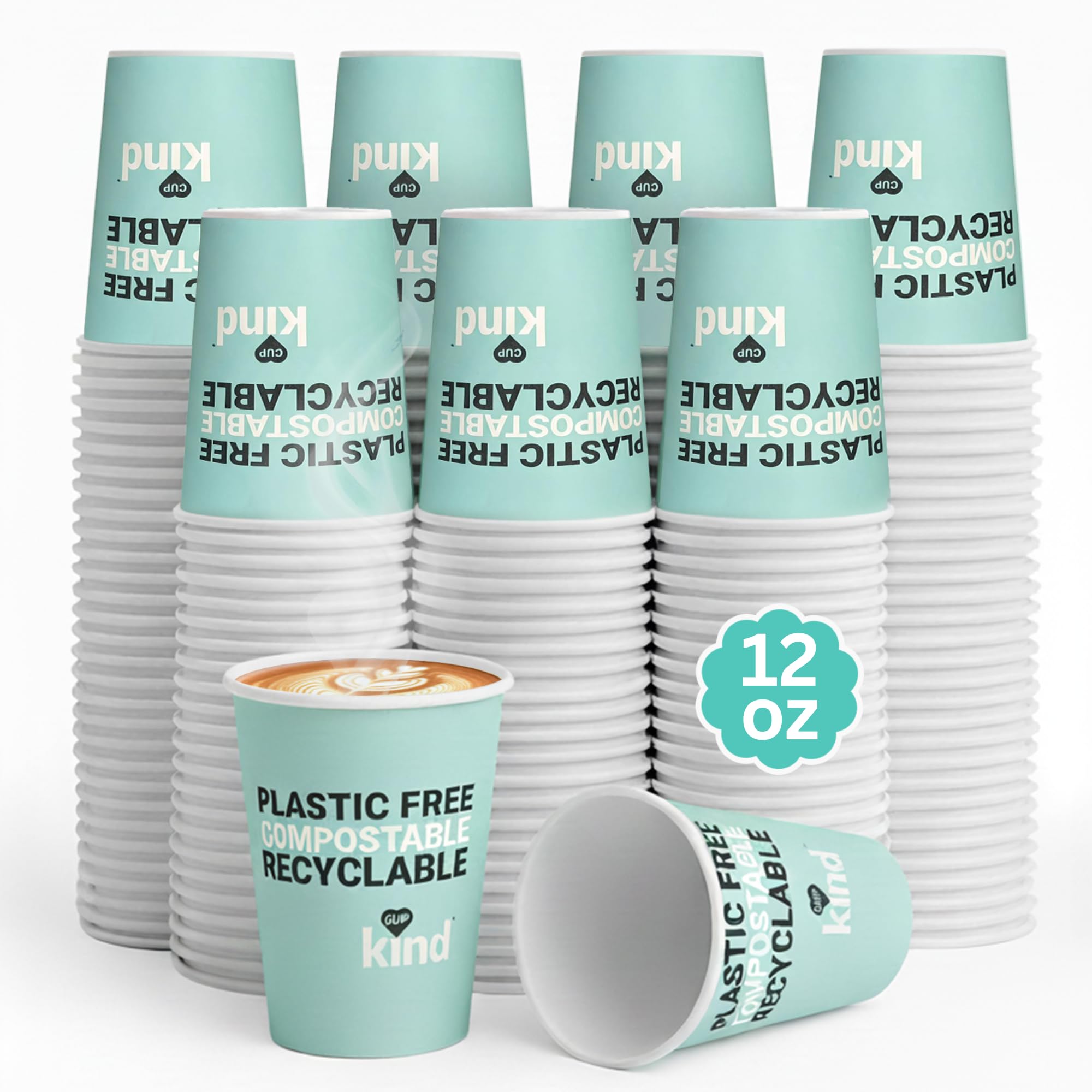 RAP Gloves Disposable Paper Cups 12oz Single Wall Pack of 1000 Disposable Cups Turquoise Cups Hot & Cold Beverage Cups for Coffee, Tea, Water, Party, Office, Events (Turquoise, 12 oz)