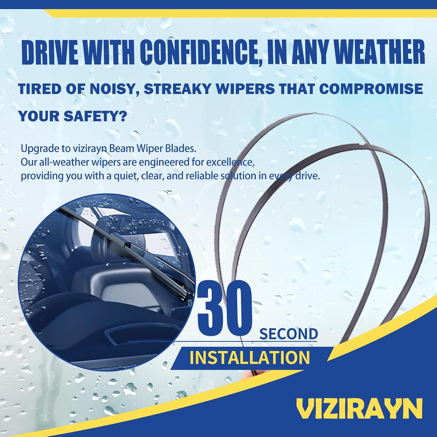3 pcs 18" 18" 13" Front & Rear Windshield Wiper Blades VIZIRAYN Replacement for Ford Explorer 1995-2001,Jeep Cherokee 1997-2001 (Pack of 3), OEM Quality, All-Season