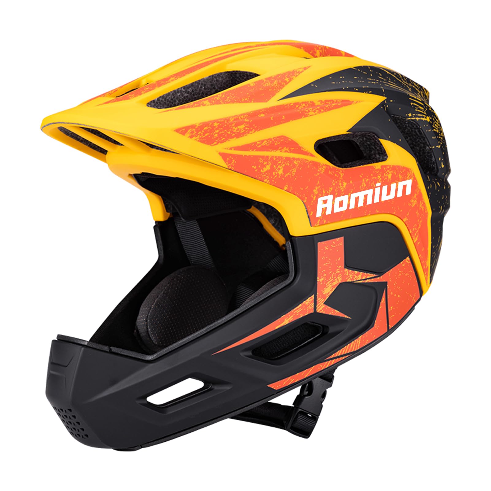 Aomiun Kids Full Face Helmet Detachable Childrens Bike Helmet Youth Protective Gear with Reinforced Chin Bar 18 Vents for Cycling Skateboarding 51-54cm (S)
