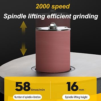 450W Oscillating Spindle Sander with Cast Iron Table, 5 Rubber Shafts, 3 Sandpaper Sets, Maximum Speed 2000 RPM for Woodworking Projects