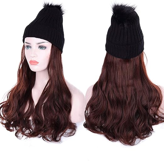 Amazon Co Jp ぼうし 合成ロングウェーブウィッグと弾性ニットキャップの高温度ファイバーウィッグ ブラックレディ ウィッグキャップ どれtで缶の変更ザ 髪型こと Color 2 ビューティー