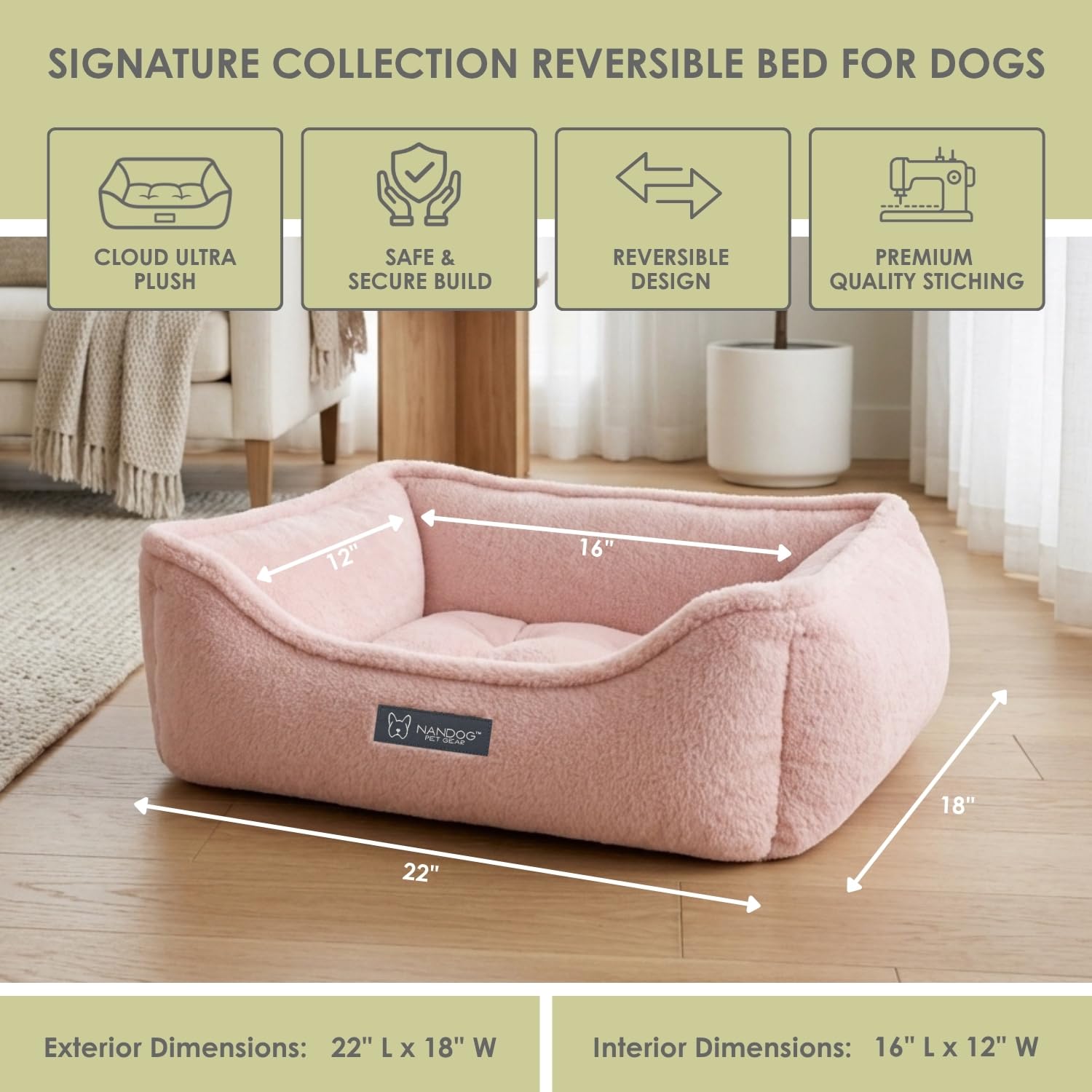 Amazon.com : NANDOG Reversible Bed for Small Dogs, Ultra Plush