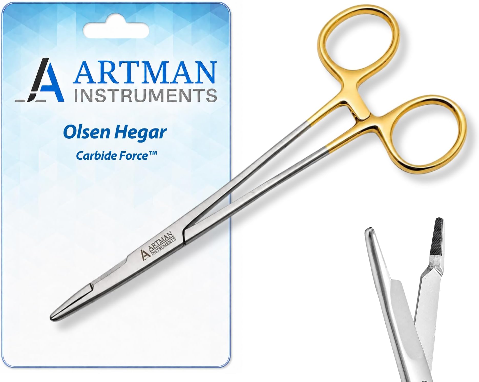 Olsen HEGAR Needle Holder, Needle Driver with Cutting Edges, 6 inches with Tungsten Carbide ARTMAN Brand