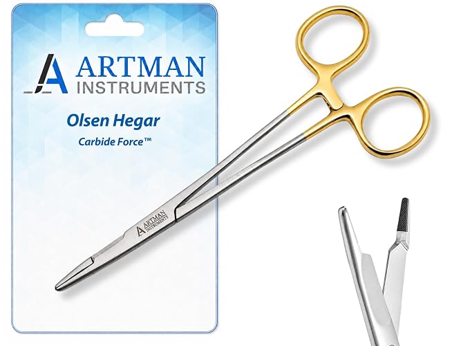 Artman Instruments Olsen Hegar Needle Holder CarbideForce™, Needle Driver with Scissors Cutting Edges, Scissor Clamp Forceps with Tungsten Carbide (6 Inch)