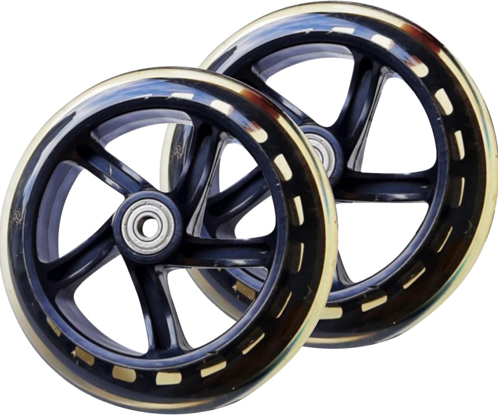 Electric Scooter Wheels, Replacement Trolley Wheels, Quiet Skate, Solid Tires With Bearings, Front & Rear Installation, Easy To Install, 145mm/180mm/200mm, Black, 2