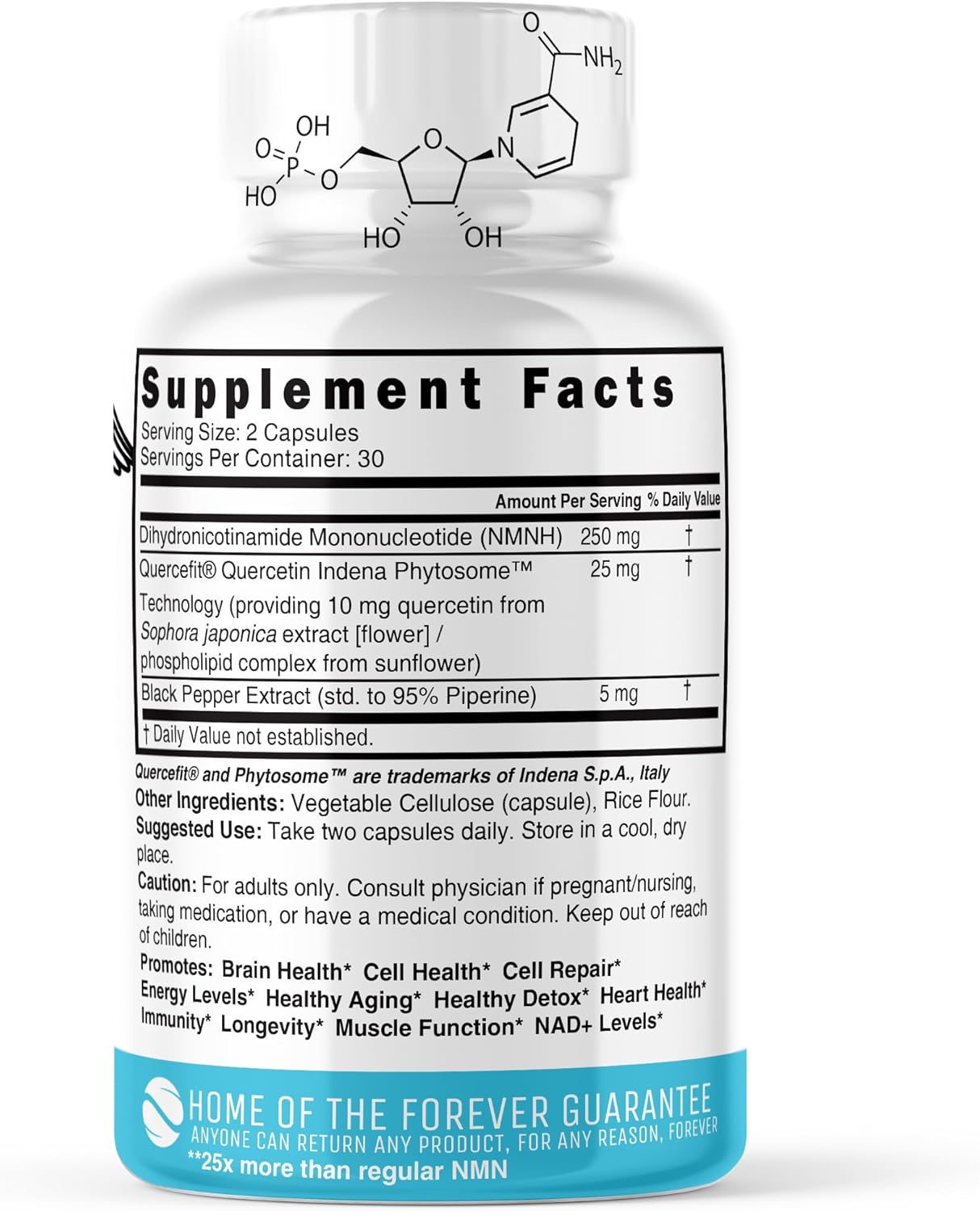 Nature's Fusions NMNH (NMN Supplement Alternative) (Dihydronicotinamide Mononucleotide) 250mg - 25 Times More Effective Than NR & NAD+ - Boost NAD+ by up to 10 Times - 60 Count (30 Servings) - Image 2