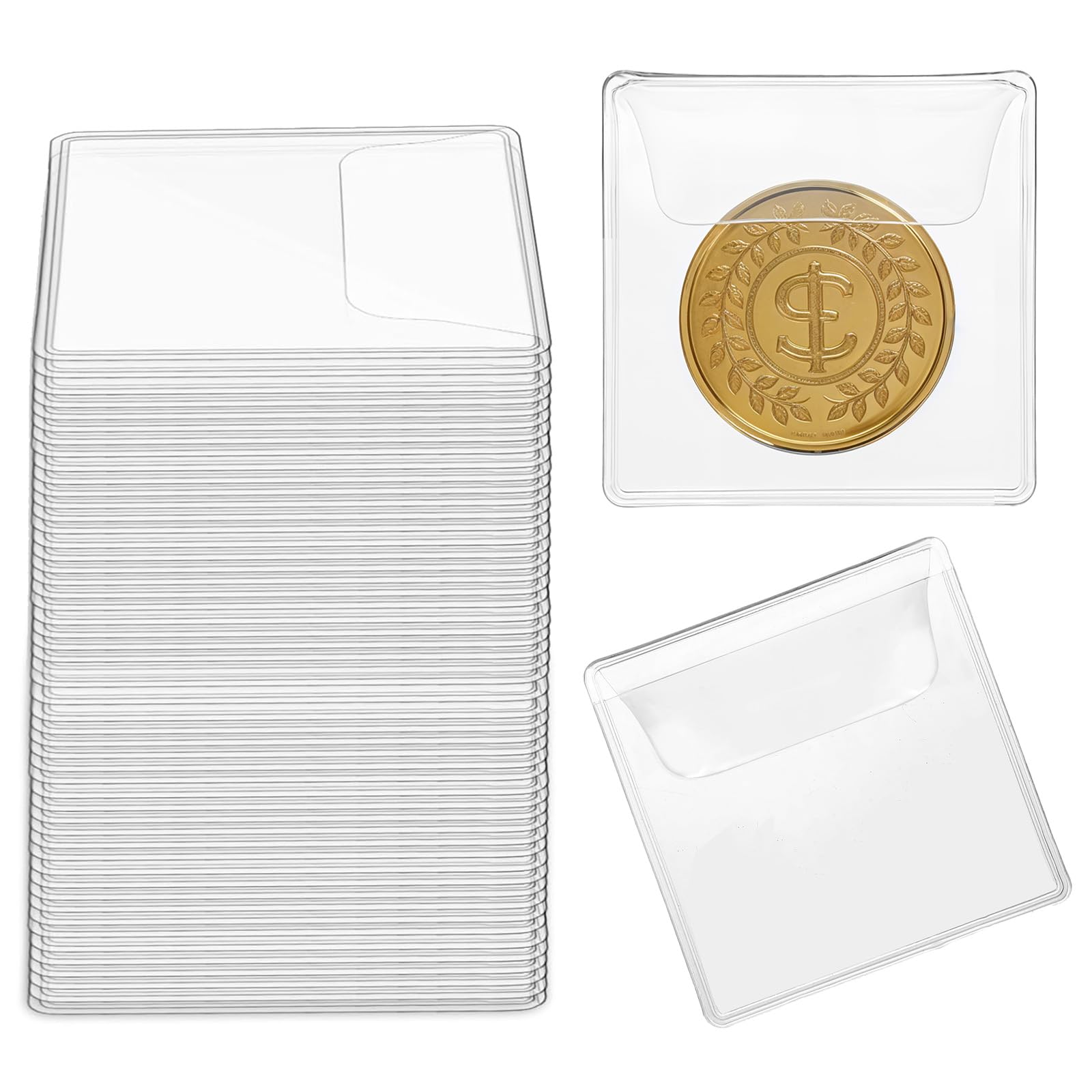 50 Stück Münzen Aufbewahrung PVC Münzhüllen 5,5 X 5,5cm Transparente
