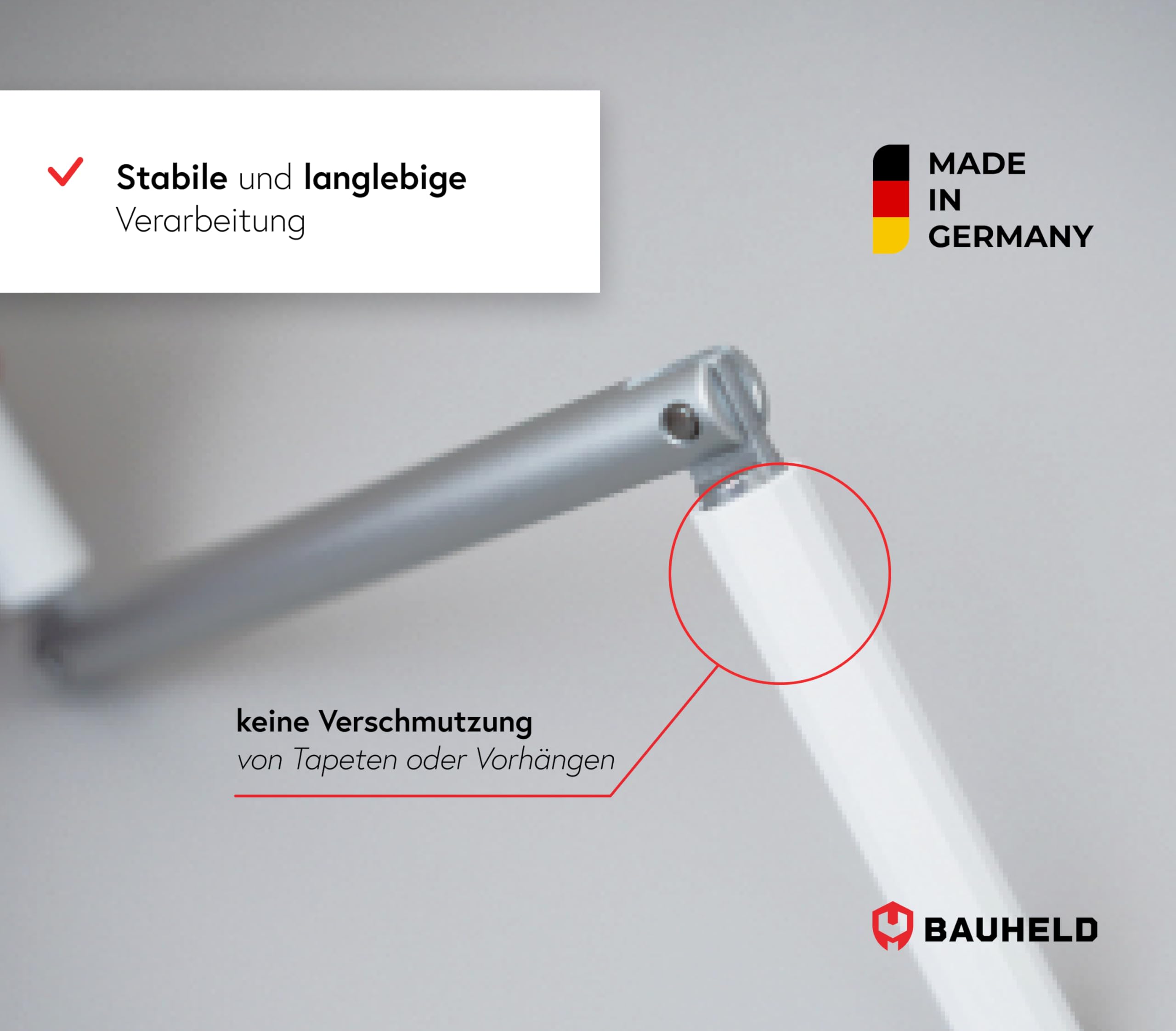 BAUHELD Kurbelstange für Rolladen 100cm [Made in Germany] - Hand-Kurbel für Gelenklager mit Ø11.9mm Zapfen - Rolladenkurbel aus rostfreiem Aluminium - Ergonomischer Handgriff - Grau - RAL7035