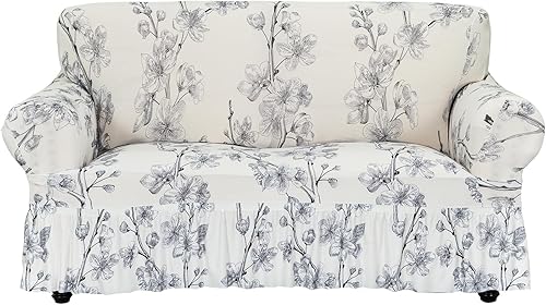 Miniatura 16 de FUANGUI Funda para Sofá de 1 Pieza, Funda Elástica para Sofá Estampada para Sofá de 3 Cojines con Falda Apta para Mascotas, Fundas de Sofá Lavables