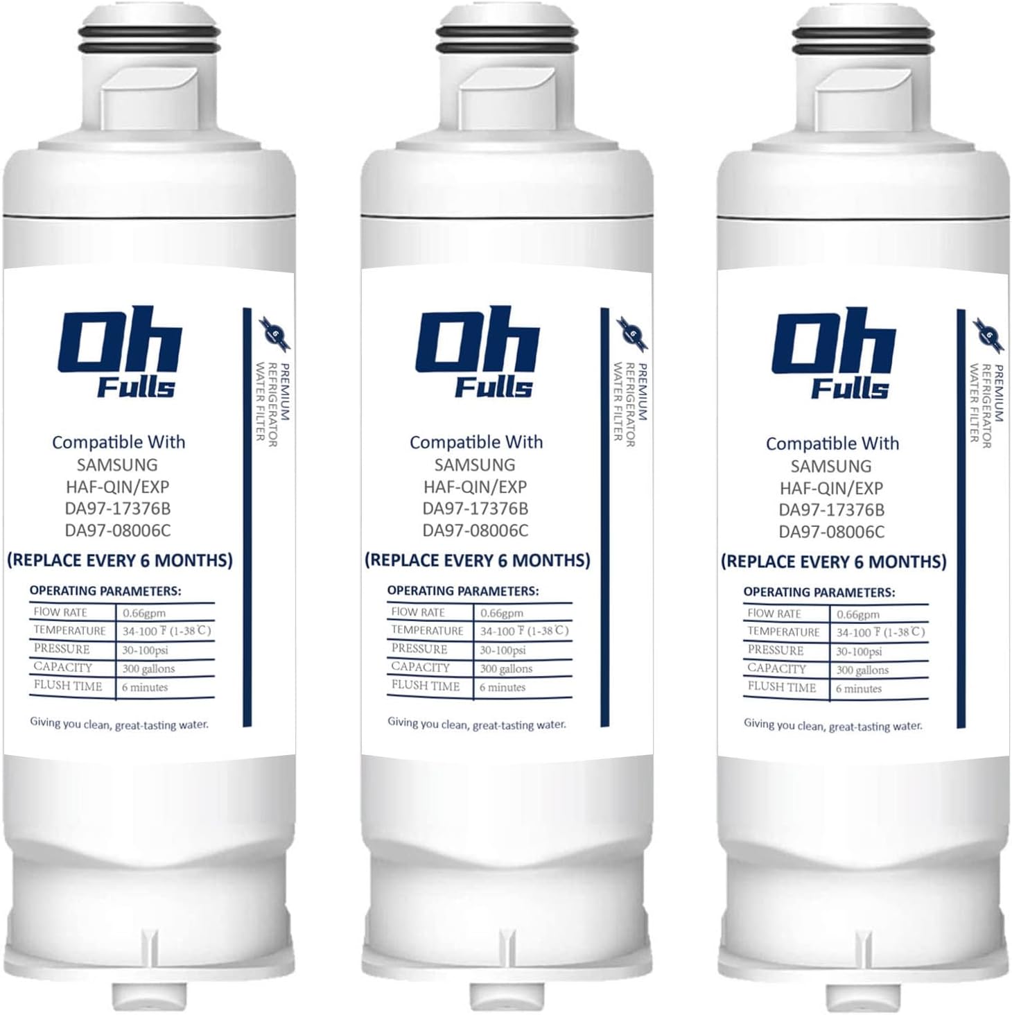 OHFULLS Fridge Water Filter, Compatible with Samsung DA9717376B, DA97