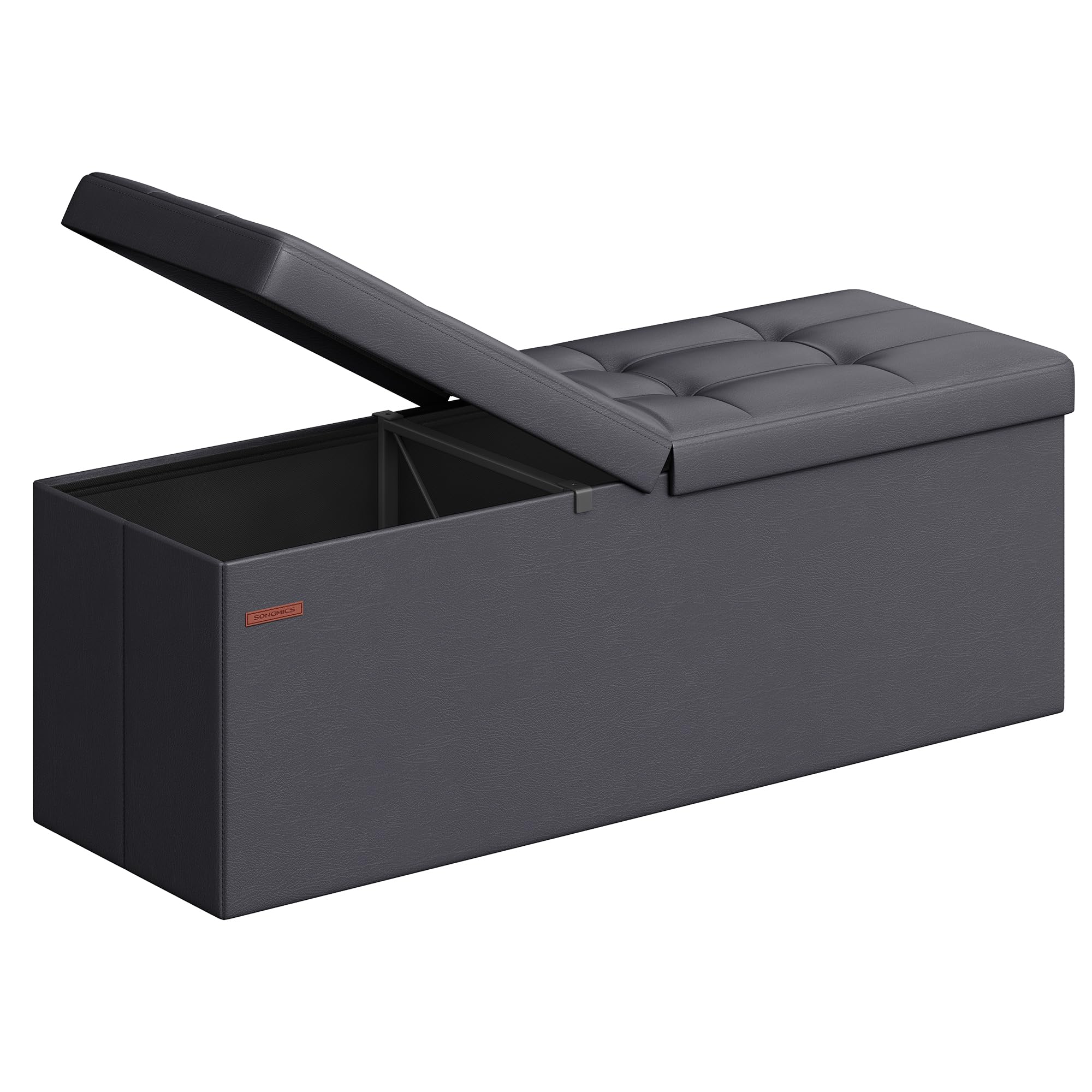SONGMICS 43.3 Inches Folding Storage Ottoman Bench with Flipping Lid