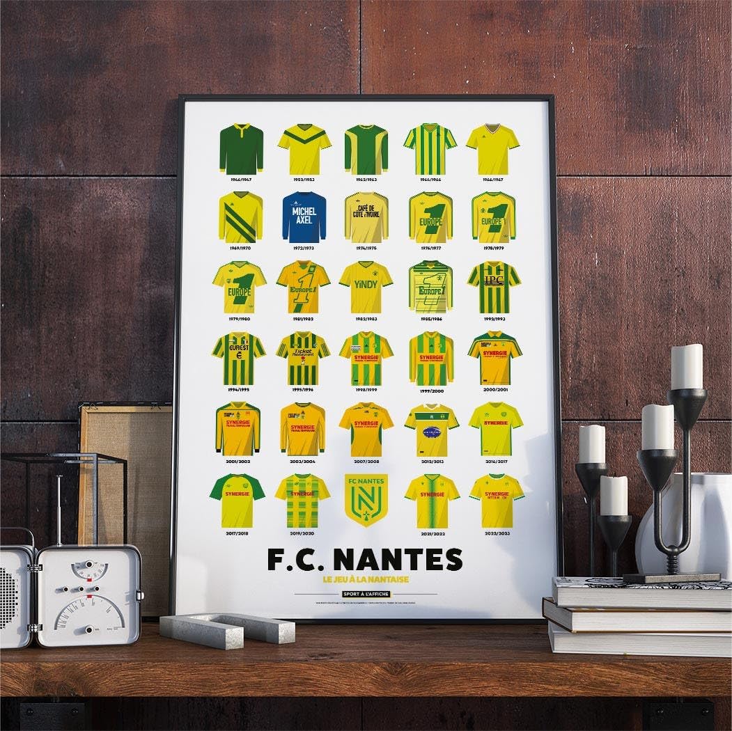 Poster Vintage équipe FC NANTES 1966-67 - Page Originale - Collection Football