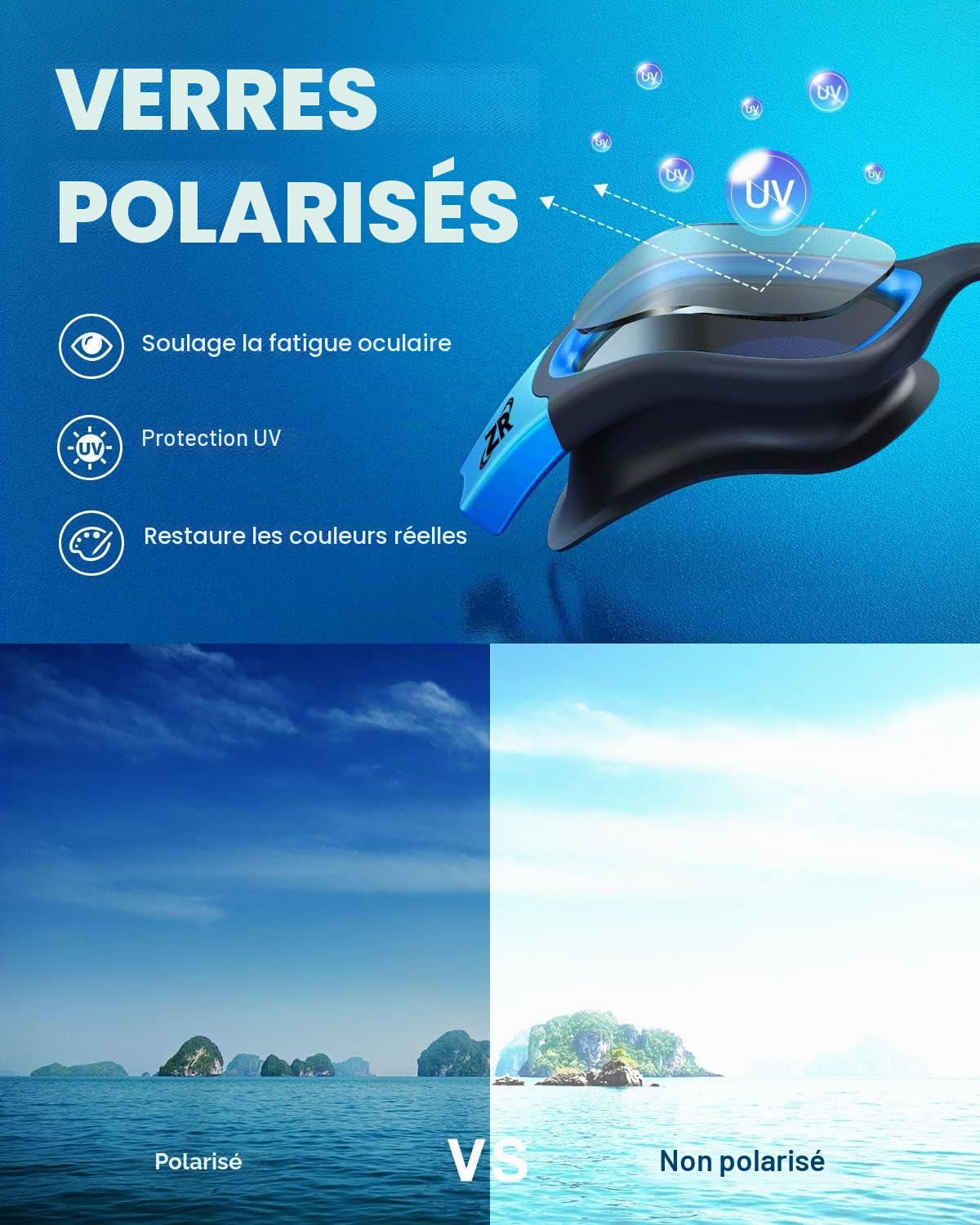 ZIONOR G1 Polarisées Mirror Lunettes de Natation pour Unisex Adulte Homme Femme, Anti Buée, 100% Anti UV Lunettes de Plongée