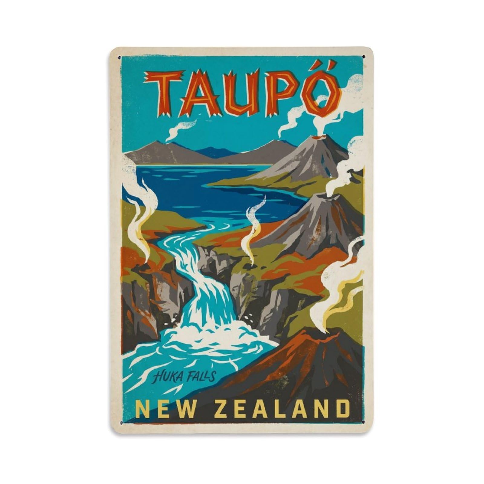 Metal Tin Sign New Zealand Taupo Retro Travel