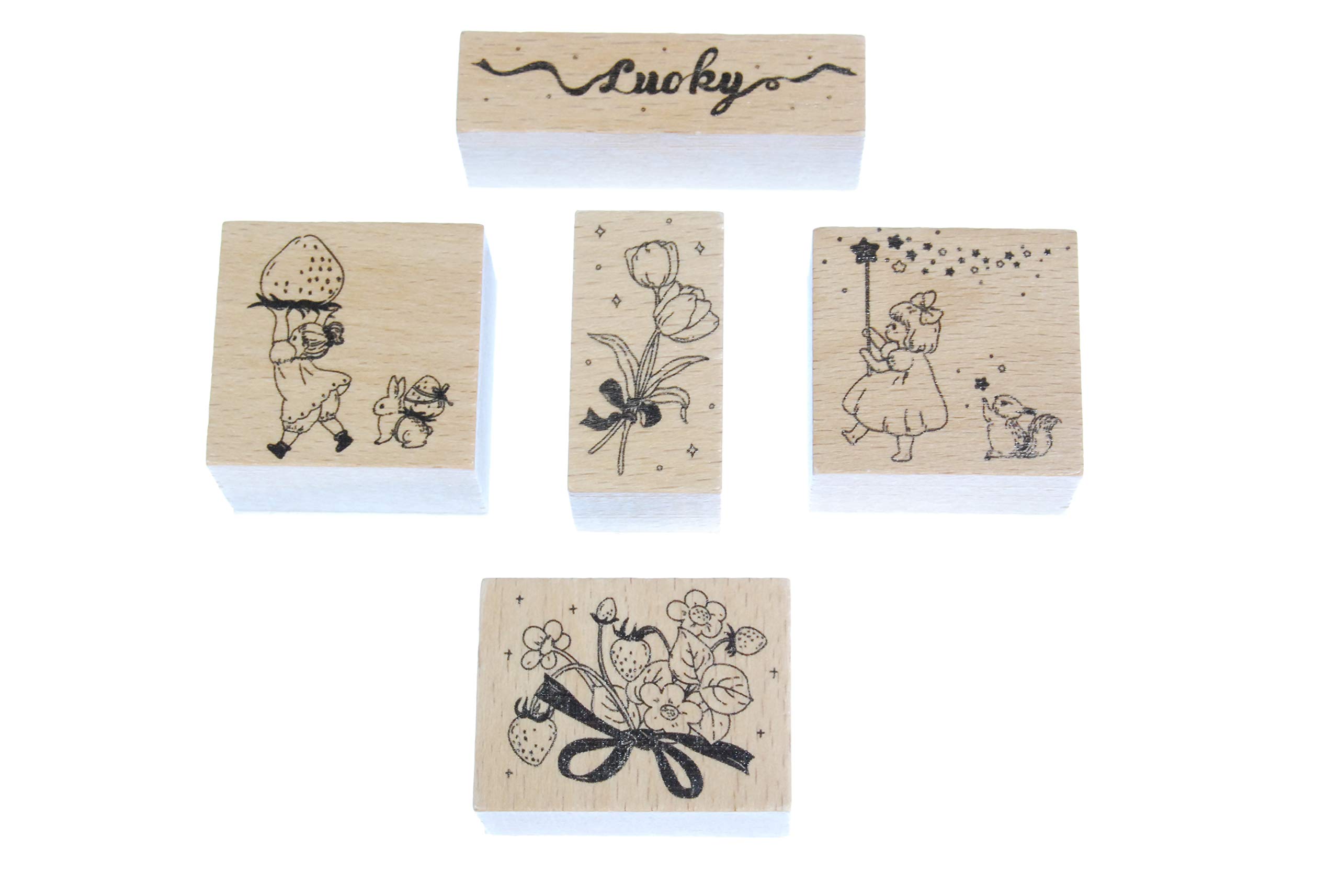celloexpress Wooden Mounted Ink Stamper - Christmas Crafts, Occasions, Everyday, Sets, Office, Fun (Magic Lucky Set - Various Sizes) — image 1