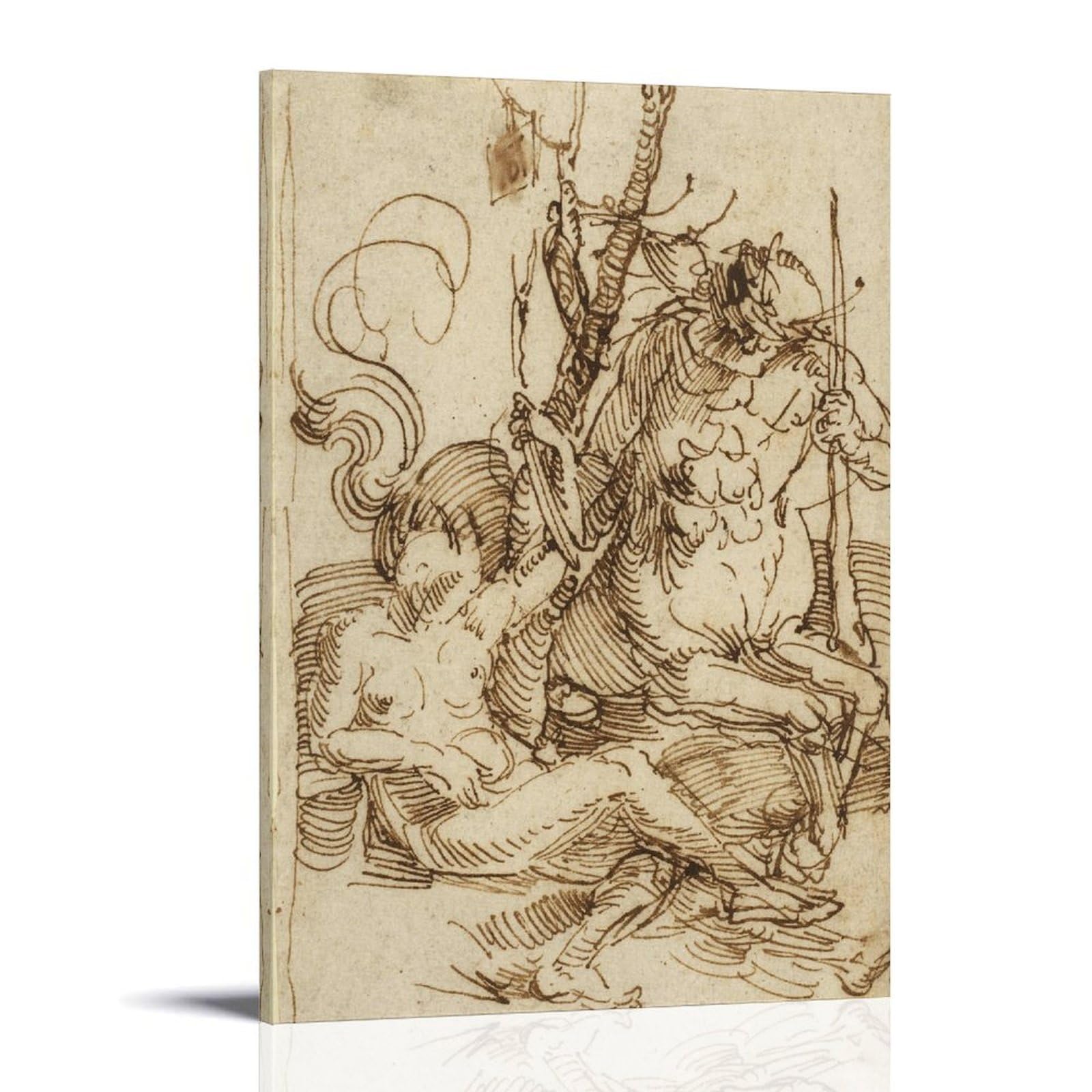 Yyueqil Frame Albrecht Dürer Prints The Centaur Family Wall Art Canvas Wall Art Picture Prints Hanging Photo Gift Idea Decor Homes Artworks 16X24inch(40X60cm)