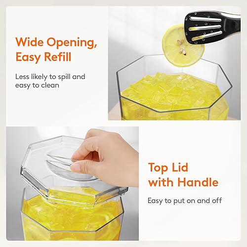 Miniatura 7 de Lifewit Dispensador de bebidas de plástico de 1 galón, recipientes de jugo con tapa para fiesta, dispensador de bebidas de hielo con soporte para