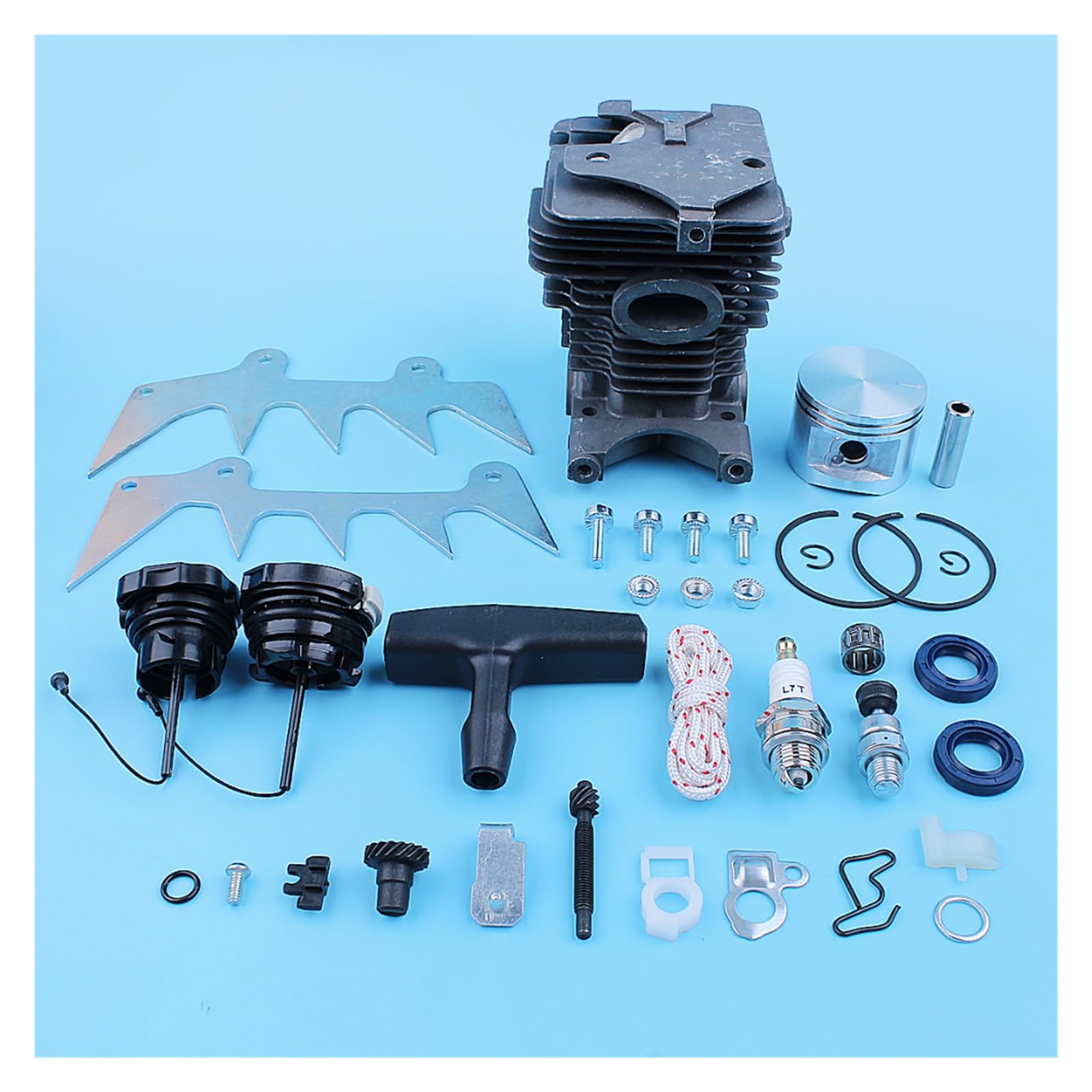 Pistón de cilindro 46mm, Kit ajustador picos for perros for Stihl MS280 MS270 MS 270 280, trinquete arranque con tapa Gas for motosierra