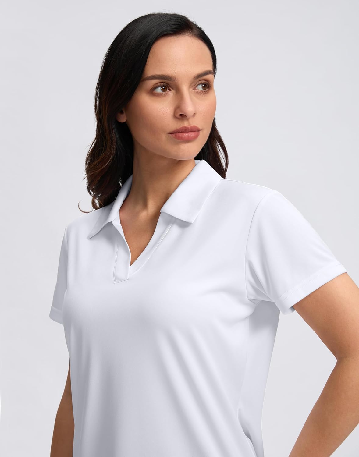 SANTINY Women's Golf Shirt Collared V-Neck Casual Work Tennis Tops UPF50+ Collared Polo Shirts for Women - Image 3