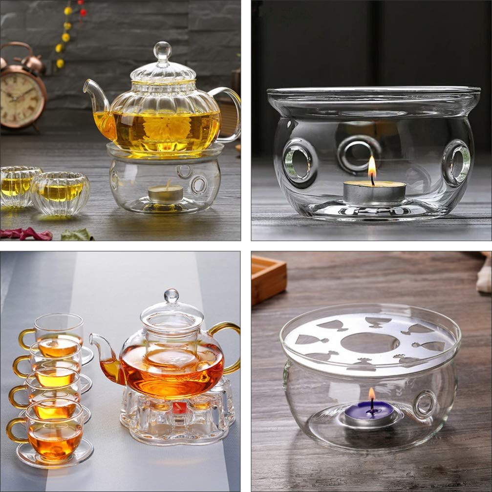 2pcs Tea Warmer Practical Teapot Heating Base for Home Office for Teas Coffee No Candle Required