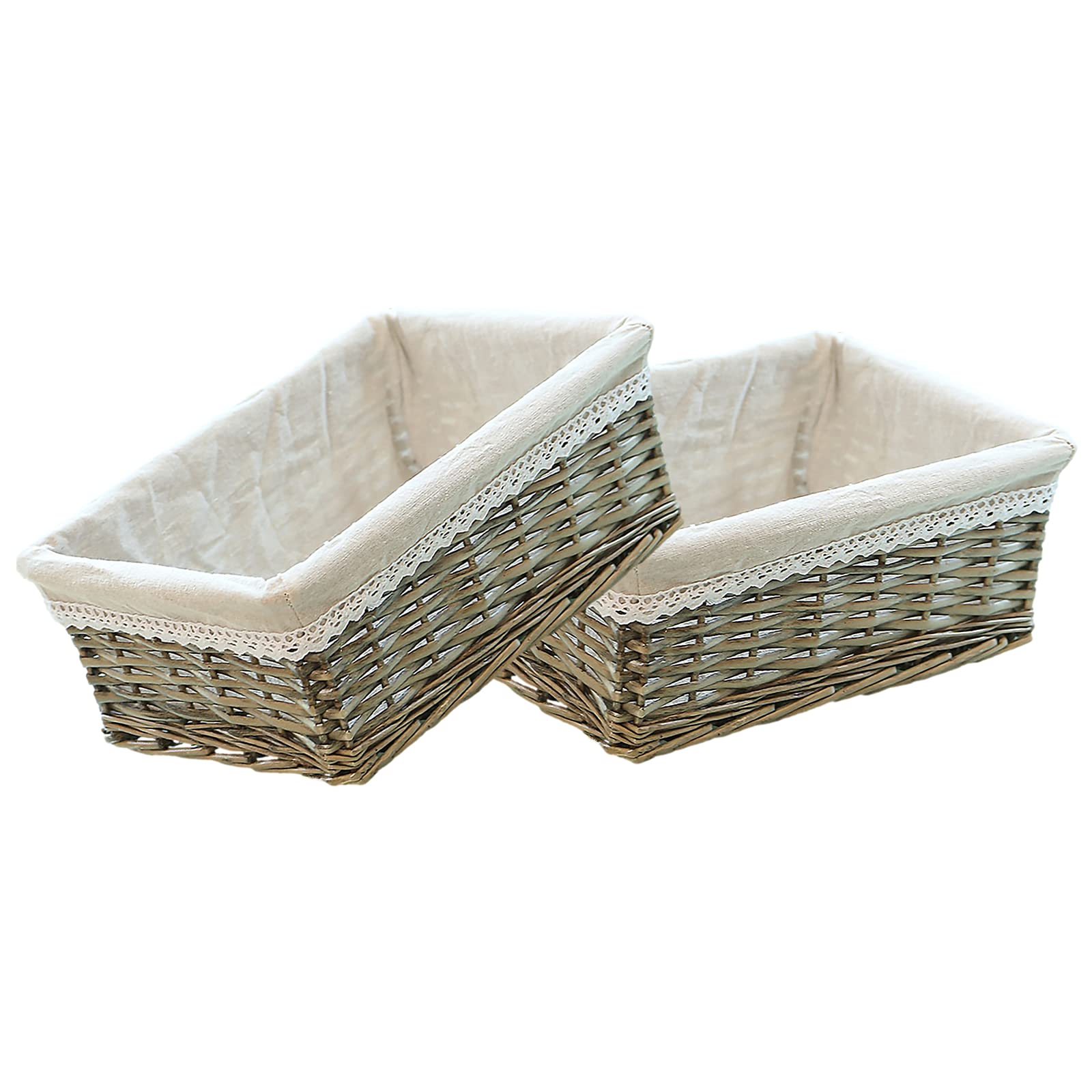 rismart Vimini Rattan Cestini per Servire Pane Spuntini Conservazione Fatto a Mano Decoro Ciotola Grigio