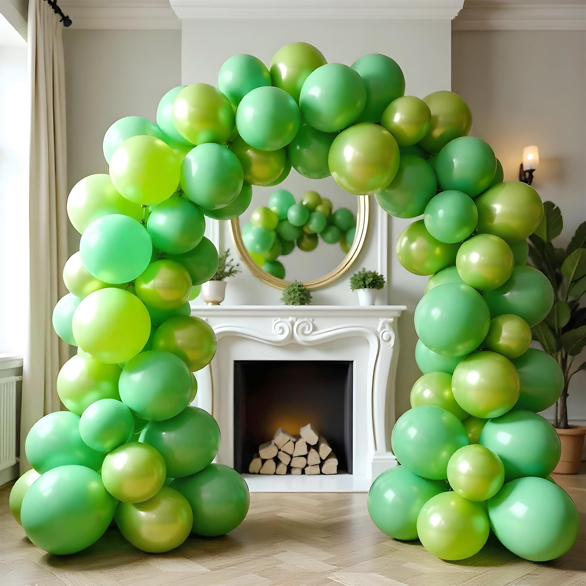 Palloncini Verde Mela 25 Pezzi Da 25cm: Set Con Nastro Per Decorazioni Feste E Compleanni - 5