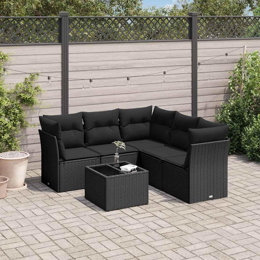 polirattan czarny na taras i patio z poduszkami 51.7 cm