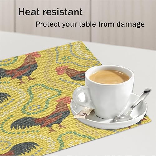 Miniatura 5 de Funny Chicken Pattern Placemats Set of 4 Table Mats Washable Placemat Waterproof Place Mats for Party Home Dining Table Decor 18x12 in