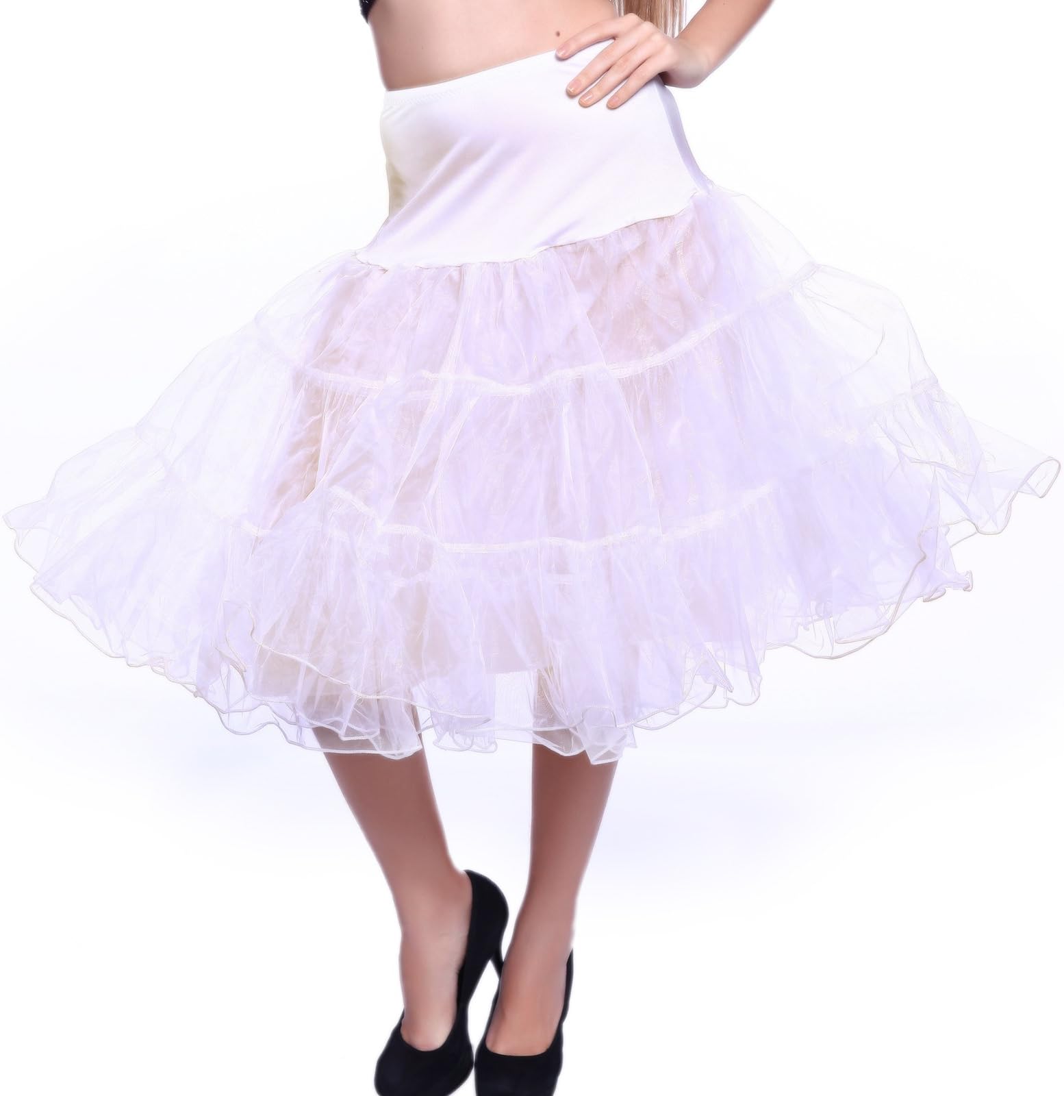 27" VINTAGE retro pinup 1950s ROCKABILLY LONG wedding bridal prom swing PETTICOAT PETTISKIRT TUTU CRINOLINE underskirt netting white