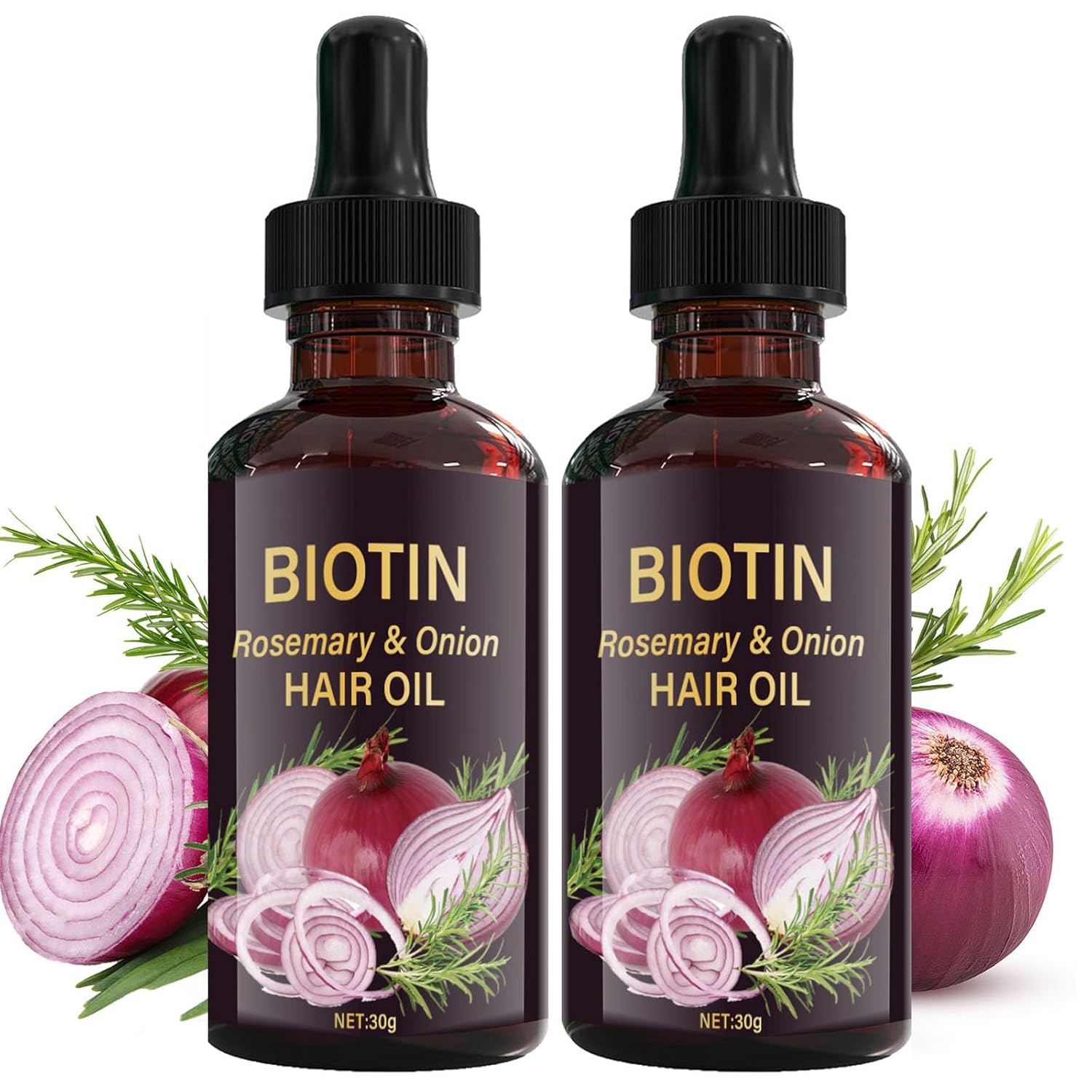 2PC Onion Biotin & Rosemary Hair Oil for Hair Growth, H...