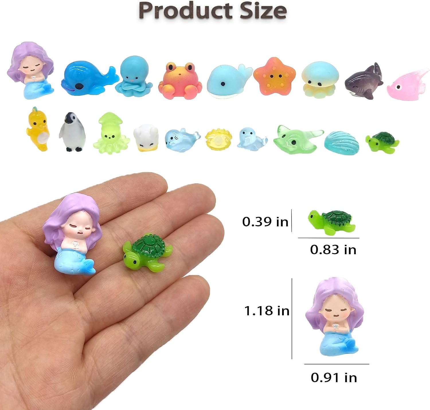 Ocean Mini Resin Animals Variety Pack Figurines 100 Pcs Tiny Plastic Animals Sea Creatures Figures to Hide for Miniature Fairy Garden Accessories