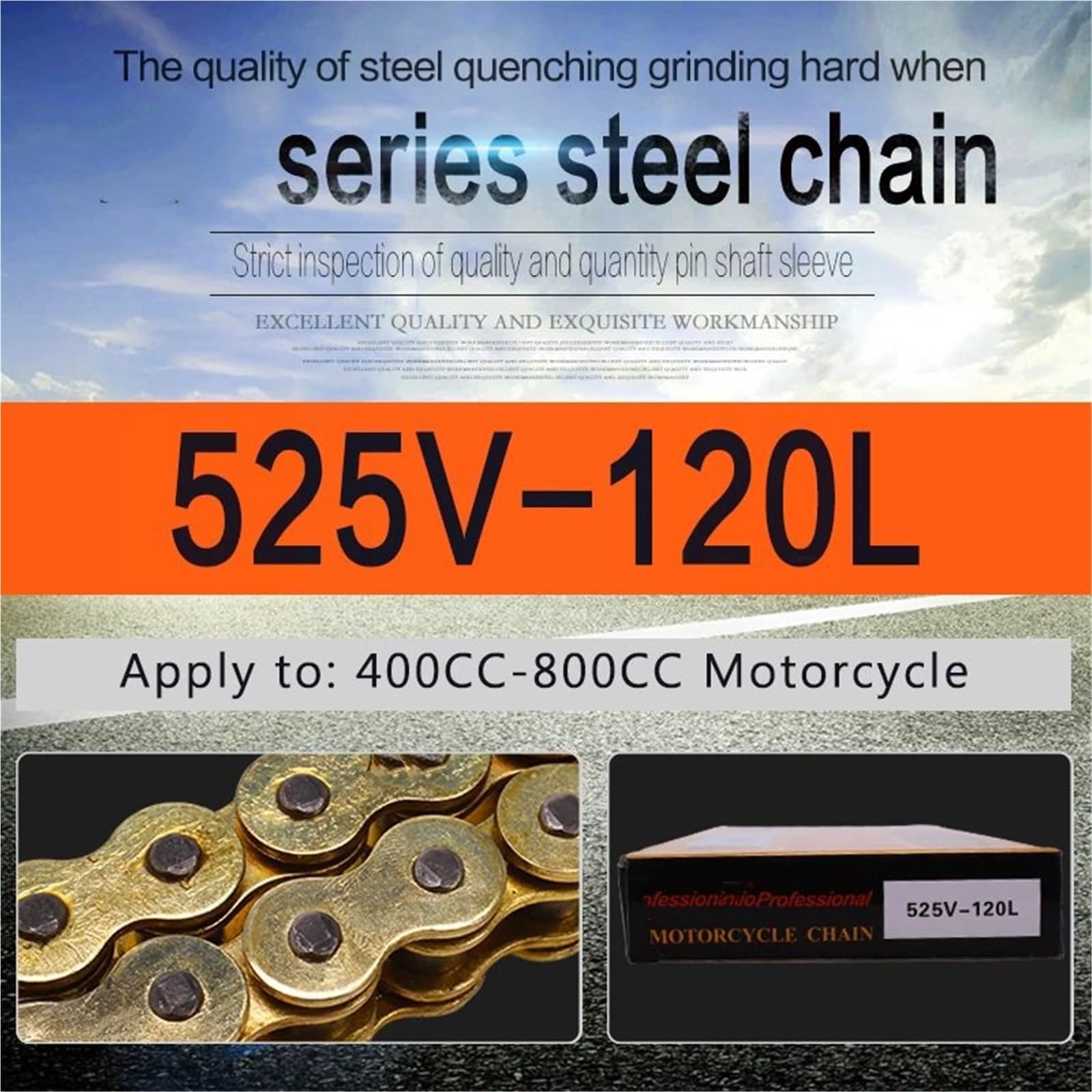 Cadena con junta tórica 520 Vx 120L, apta para motos de cross, ATV, quads, MX, motocross, enduro, supermoto, motocross, carreras todoterreno y motocicletas. Cadenas de conducción(525 Chain 120 Links)