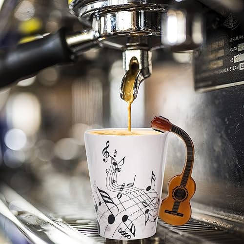 Miniatura 2 de Taza de guitarra de 12.9 onzas, nota musical, té, café, leche, guitarra de cerámica, taza de música, regalos para guitarristas, músicos, regalo para