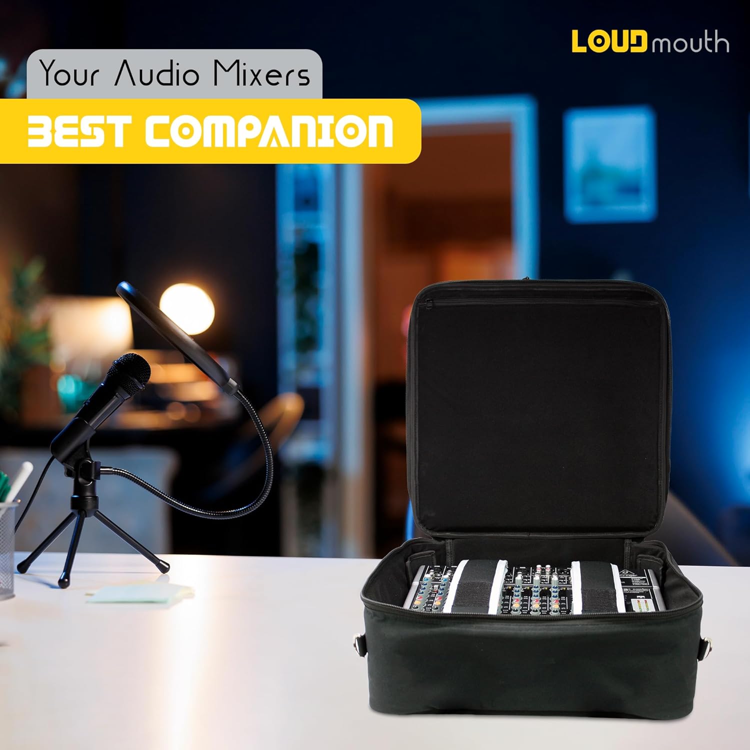 Loudmouth Travel Audio Mixer Bag | Rugged Padded DJ Musician Gig Bag Case | 15.5" x 15.5" x 6.75"