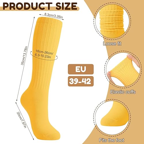Miniatura 7 de Jspupifip Calcetines holgados para mujer, calcetines de neón de los años 80, transpirables, apilados, calcetines elásticos extra largos de punto