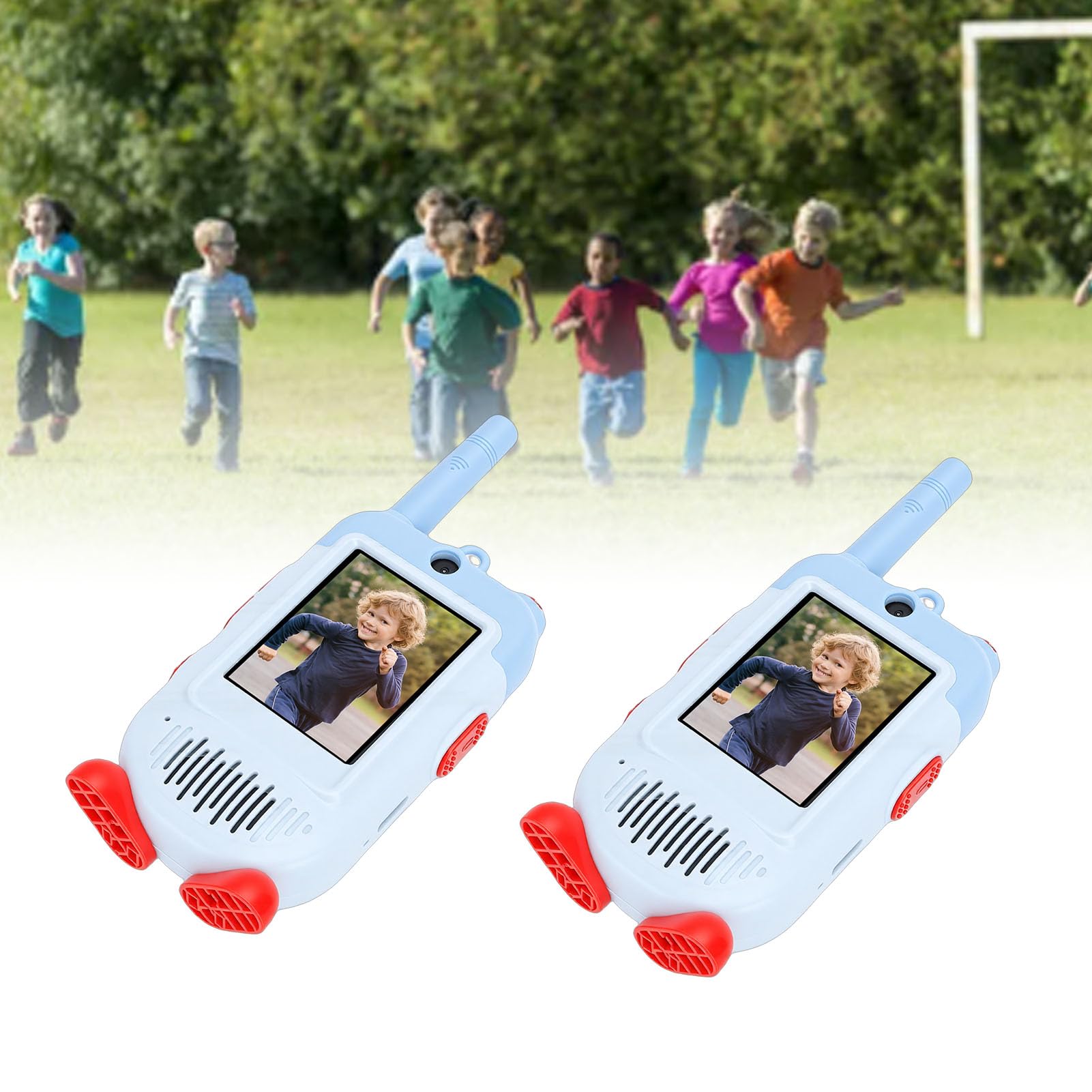CCYLEZ Videotelefono per Bambini da 2 Pezzi, Telefono per Bambini Bidirezionale Giocattolo Ricaricabile, Videocitofono con Cordino per (BLUE)
