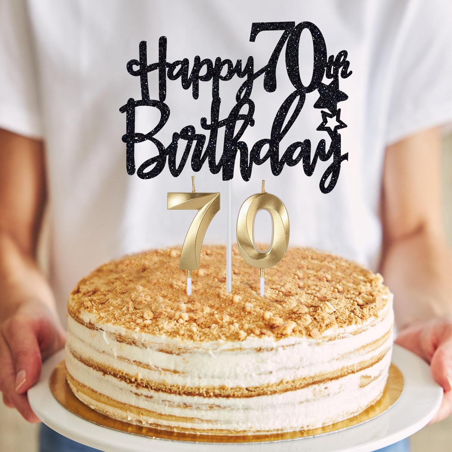 70th Birthday Gifts for Men, 70th Birthday Decorations for Men, Party Decor Supplies Including King Crown & Sash & Balloons & Cake Topper & Candles - Image 4